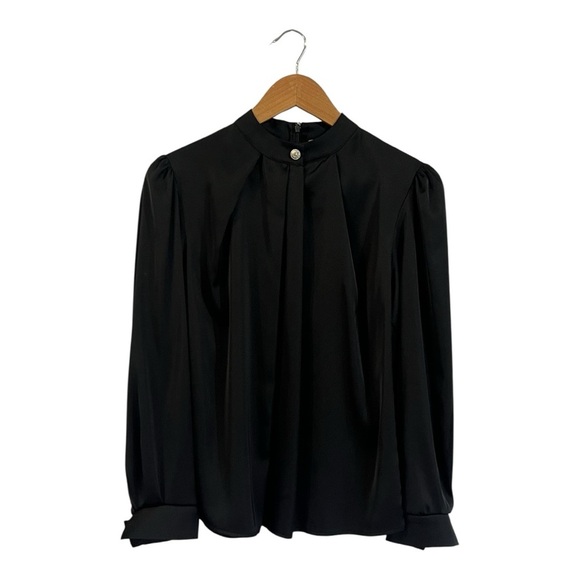 Morcel Mossimo Tops - Morcel Mossimo Black Satin Effect Blouse Top Size 40 US 10 Elegant Ruched